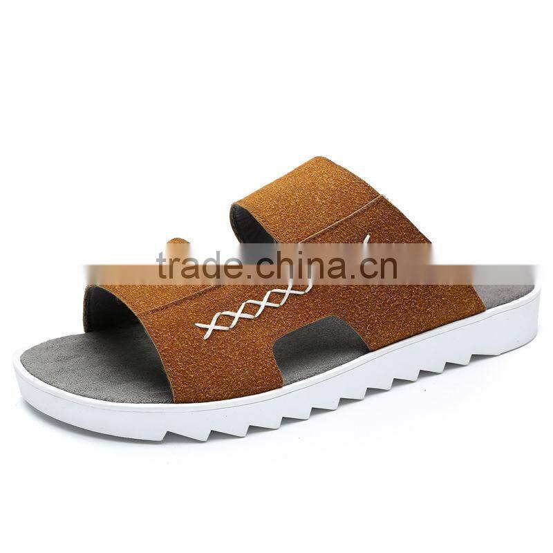 fashion summer adults leather slippers shoes for male, men casual slippers good quality from jinjiang factory