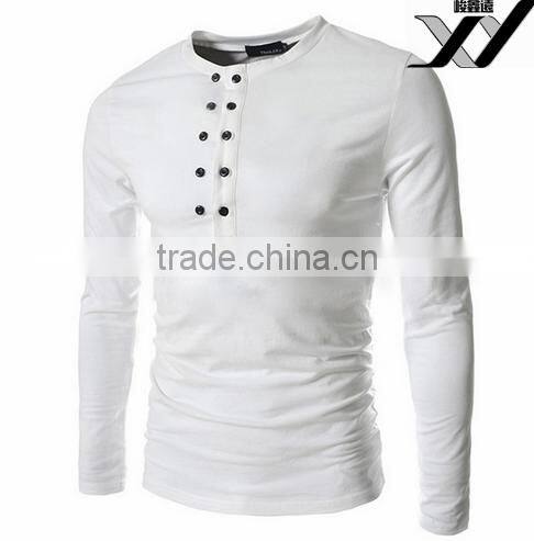 Men long sleeve polo shirt with button