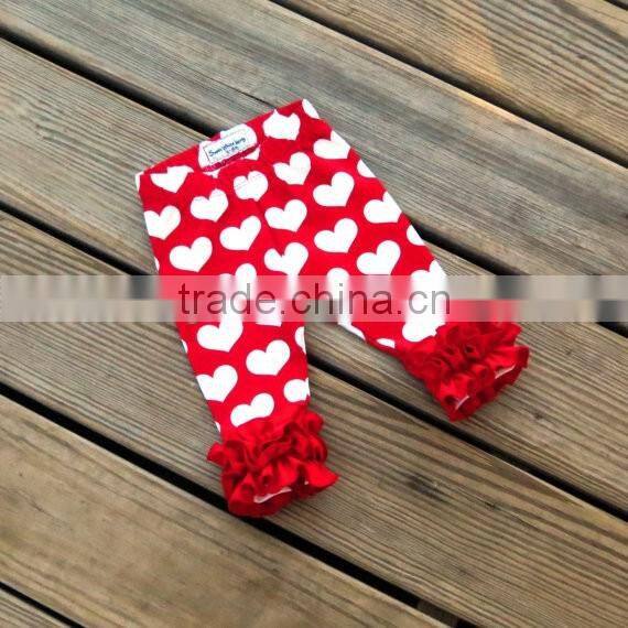 Girls Valentines Day Clothing Sets Red Heart Knit Ruffle Icings Pants And Tops Outfit