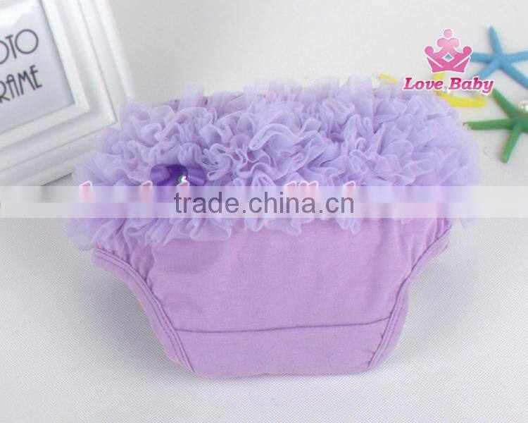 Hot Sale Adorable Solid Color Baby Lace Bloomers Wholesale Lace Ruffle Cotton Bloomers