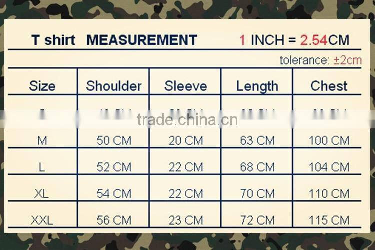 Hot sale men tactical 100% cotton camo t shirt Summer t shirts work shirts multi color fashion camo t-shirts