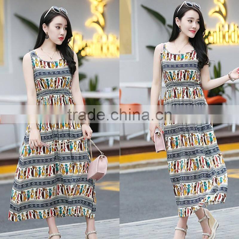 fashion girl's Summer folral printed chiffon Dress Boho Maxi Beach Dress
