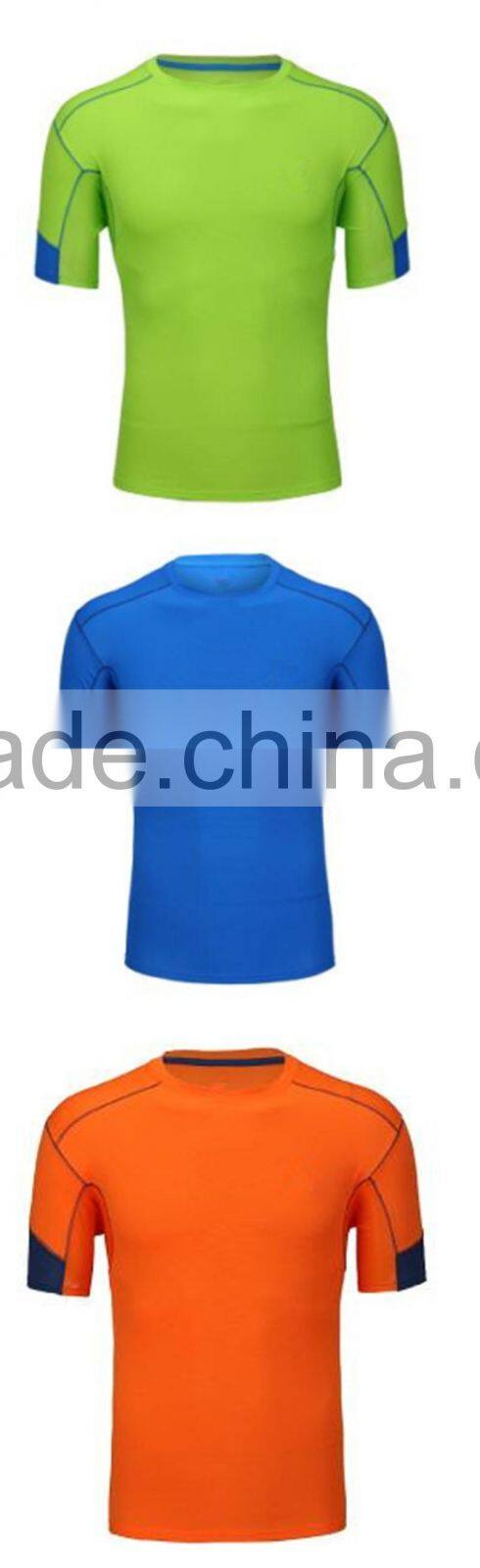 100% polyester plain round neck blank compression men t shirt