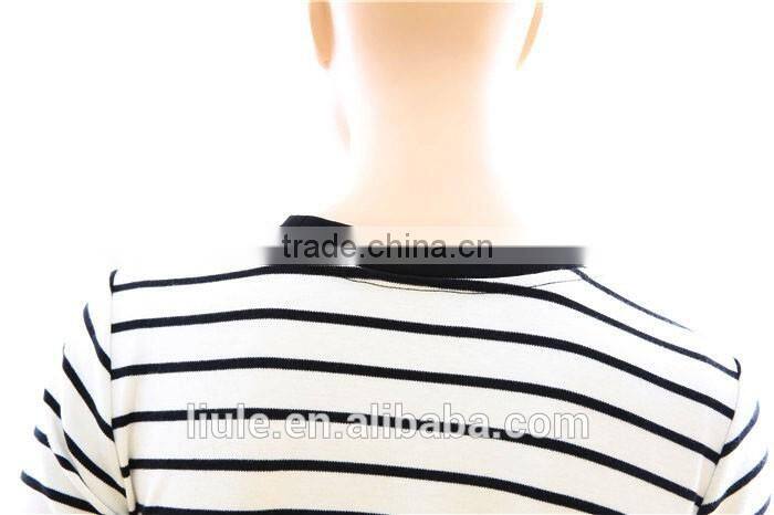 Fashion Design Lady Black and White Striped Casual Blouse Fitted Women Tops