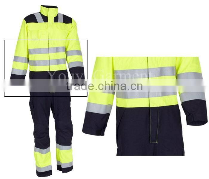 2 tone hi visibility taped antistatic workwear coverall