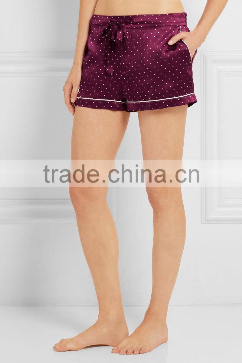 2017 top quality polyester/spandex satin fabric pajamas set wholesale