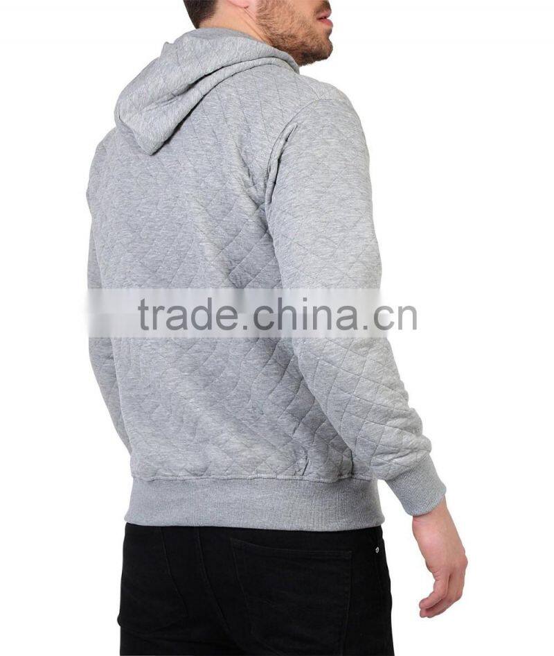 Mens Quilted Plain Hoodie Sweatshirt Winter Jacket