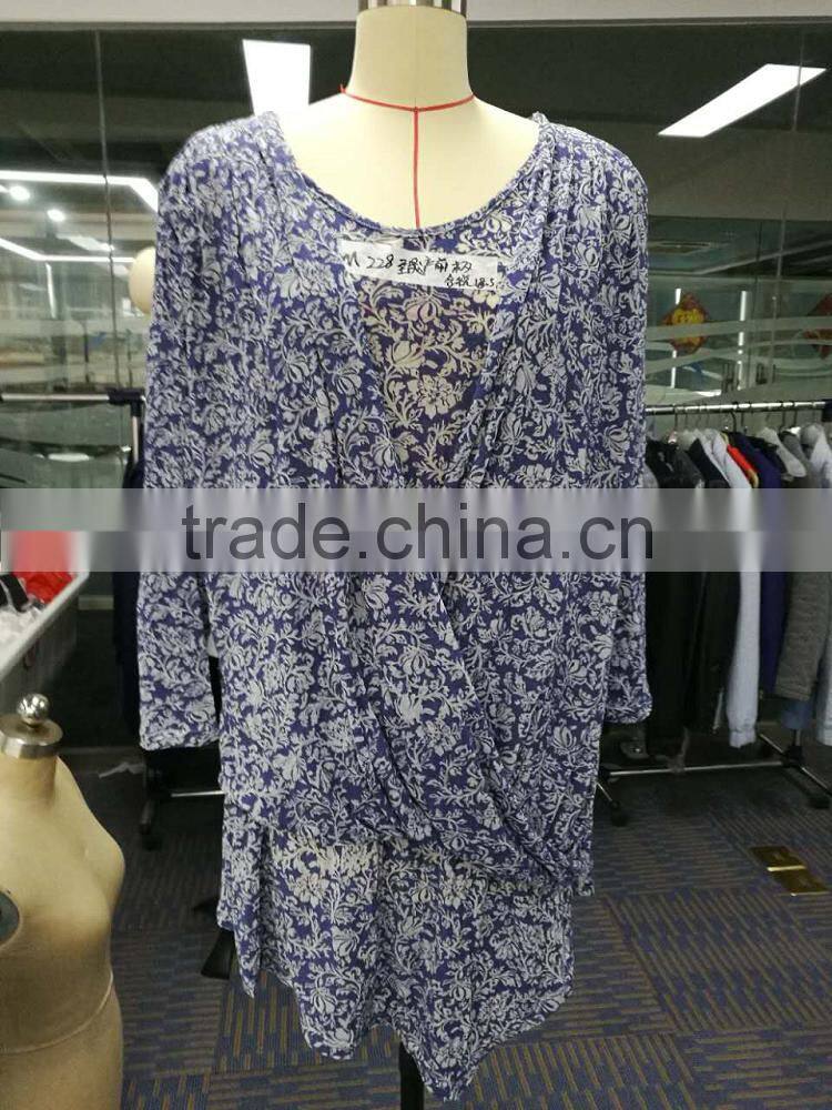 Top quality thin ladies 3/4 sleeve designs fashion cutting blouse