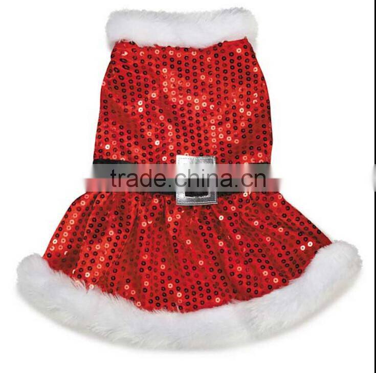 red sequin material pet clothing christmas dog costume pet clothes for dogs
