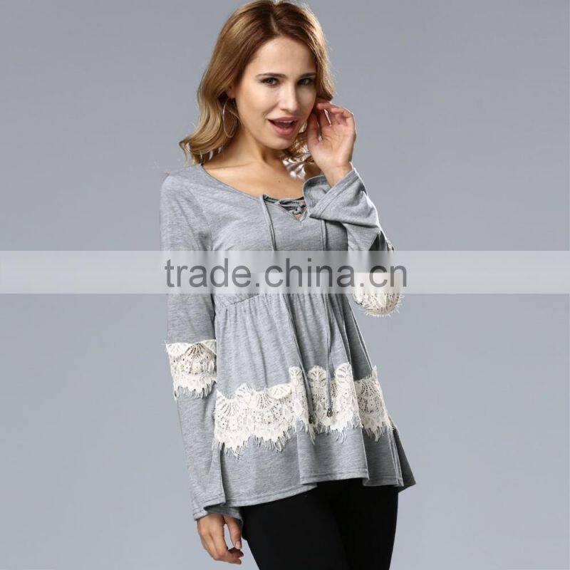 Fashion long sleeve blouse for fat women,plus size women clothing for sale 2017