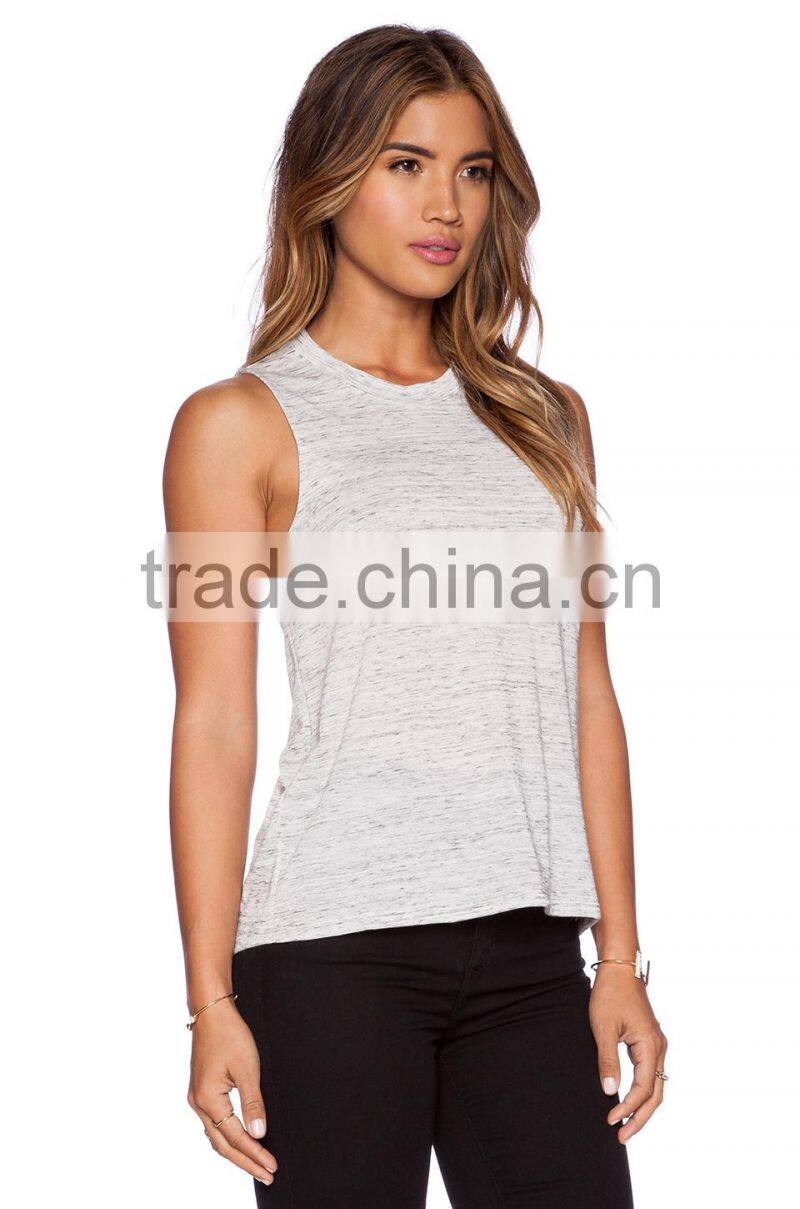 sleeveless marbled muscle tank top round neck