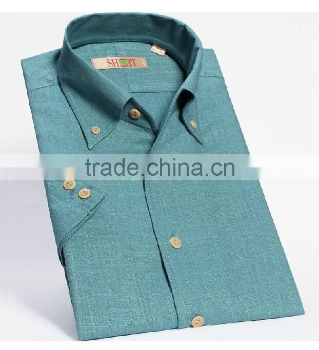 latest fashion design solid color button down collar linen shirt