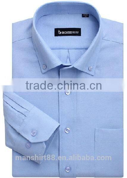 2017 latest long sleeve full cotton light blue button down oxford shirt