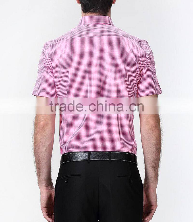 2017 new fashion short sleeve gingham/ check men's fancy casual shirt