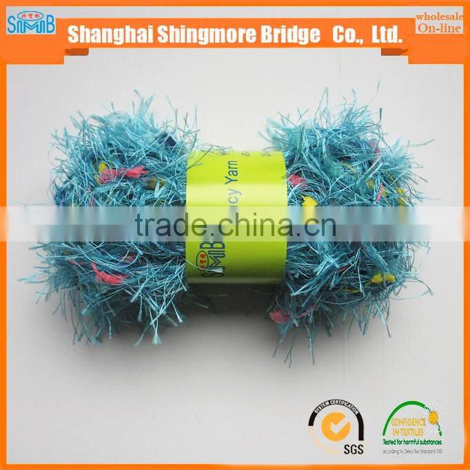 Online shopping first choice feather pompom yarn from China feather pompom twisted yarn factory in a low price