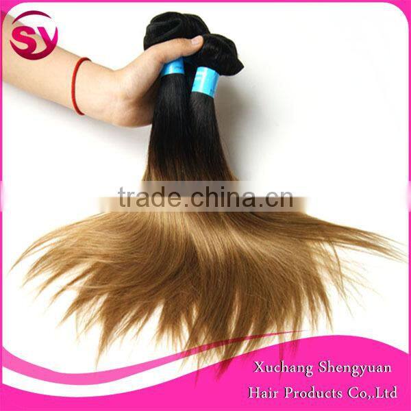 Hot New Products For 2015 Peruvian Virgin Hair, Quality 8"-30" Ombre Hair T1B/27 Straight Peruvian Human Hair Weaves