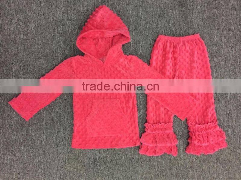 So cute!Wholesale girls christmas outfits with minky top and minky pants gown baby