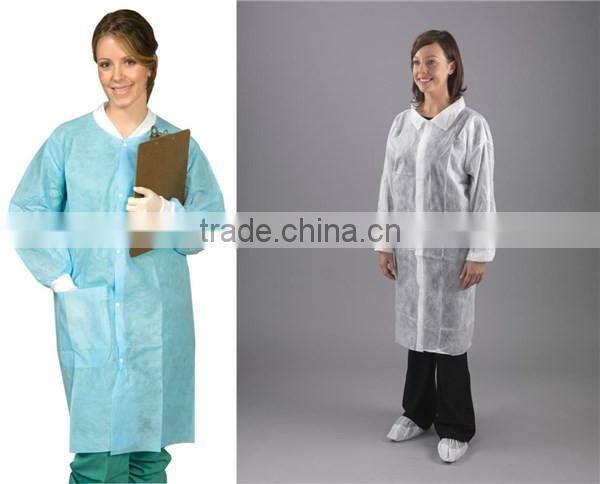 Medical supply! PP non woven blue disposable lab coat for woman