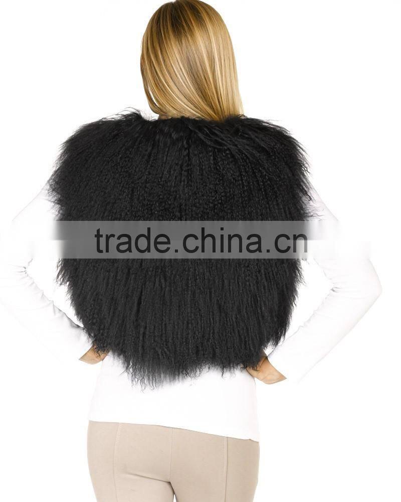 SJ238-01 Canada Fashion Elegant Sheep Fur Vest in Black 2016
