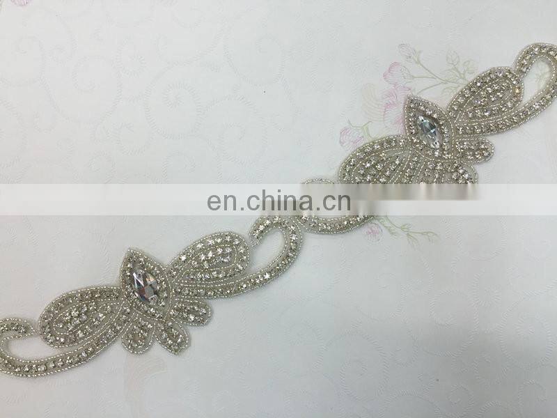 2016 Hot Fix Motif Bridal Wedding Dress Accessories Crystal Bridal Applique Trim