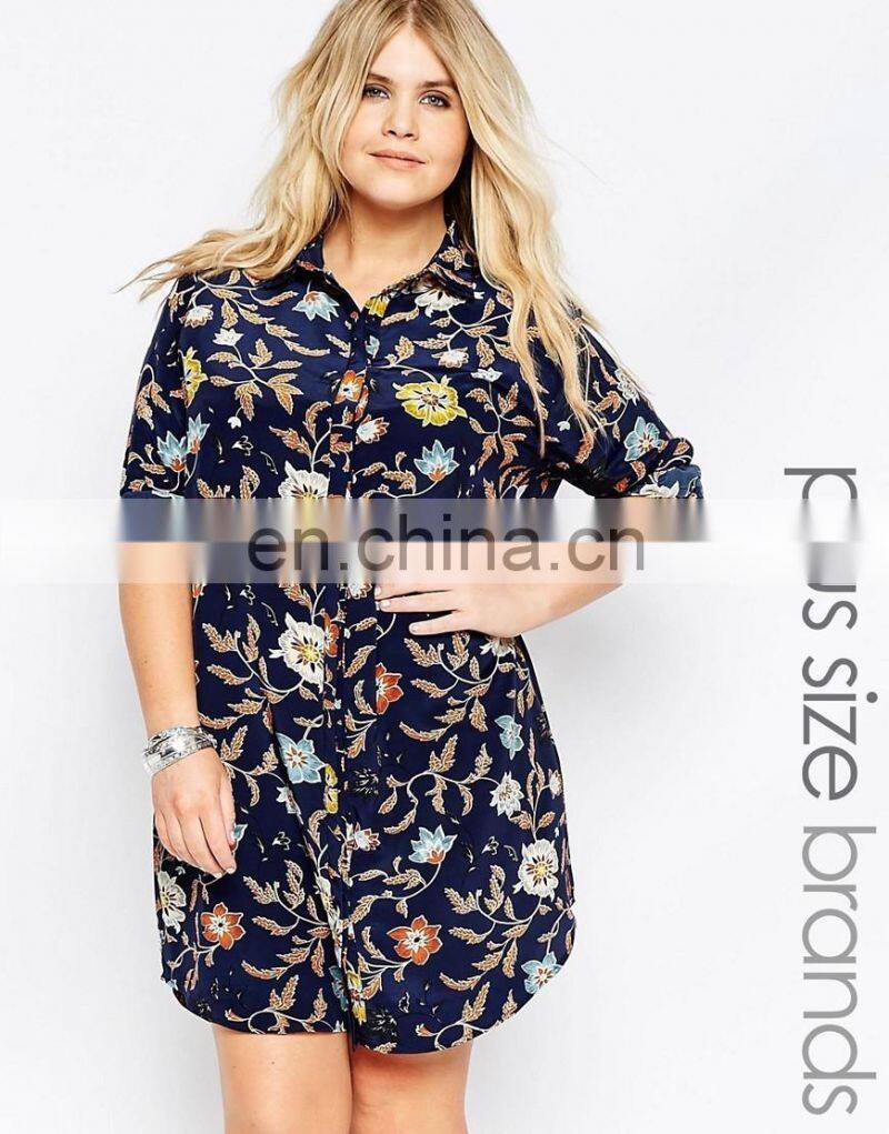 Plus size women clothing printing latest dress designs photos new model casual dresses