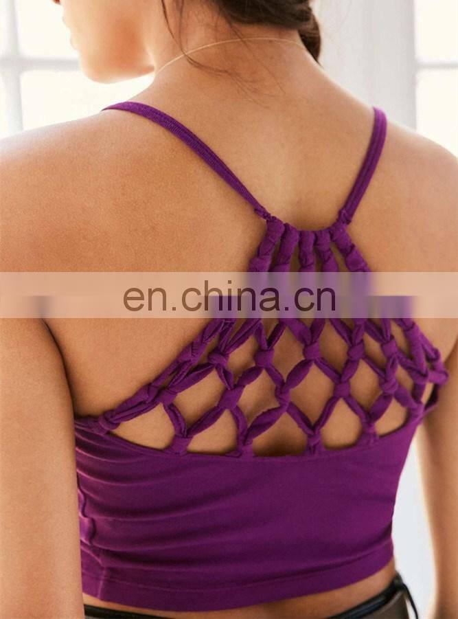 Many colors avaliable plain halter neck crochet back sleeveless crop top for women