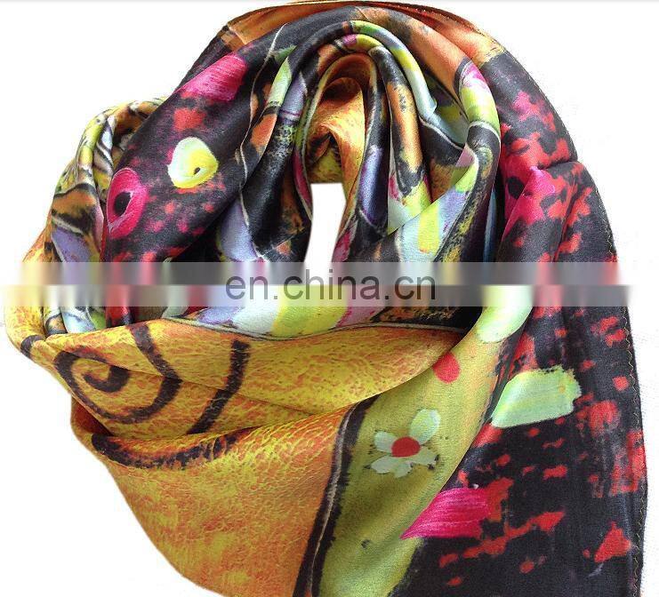 women fashion satin silk plaid square scarf