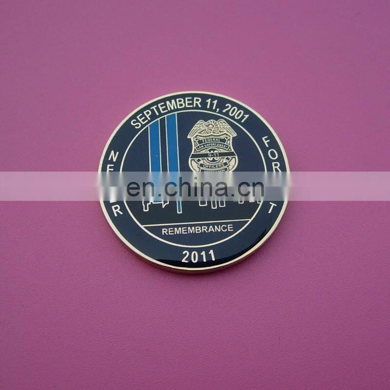 remembrance 9.11 enamel metal challenge coin with epoxy