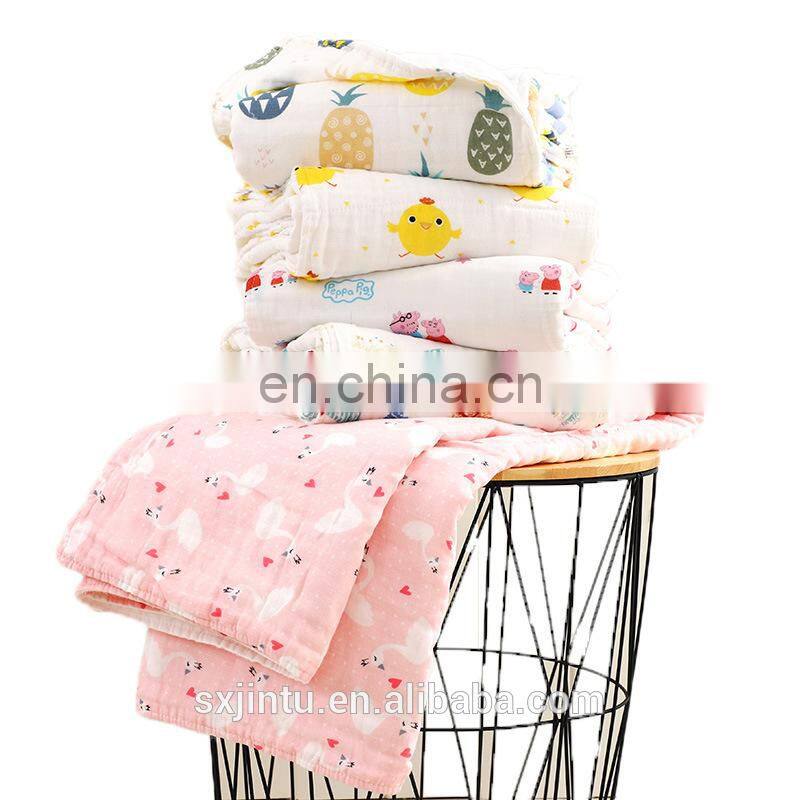 cute baby swaddle 100%cotton 6 layer muslin super soft baby bath towel muslim newborn swaddle cotton baby blanket