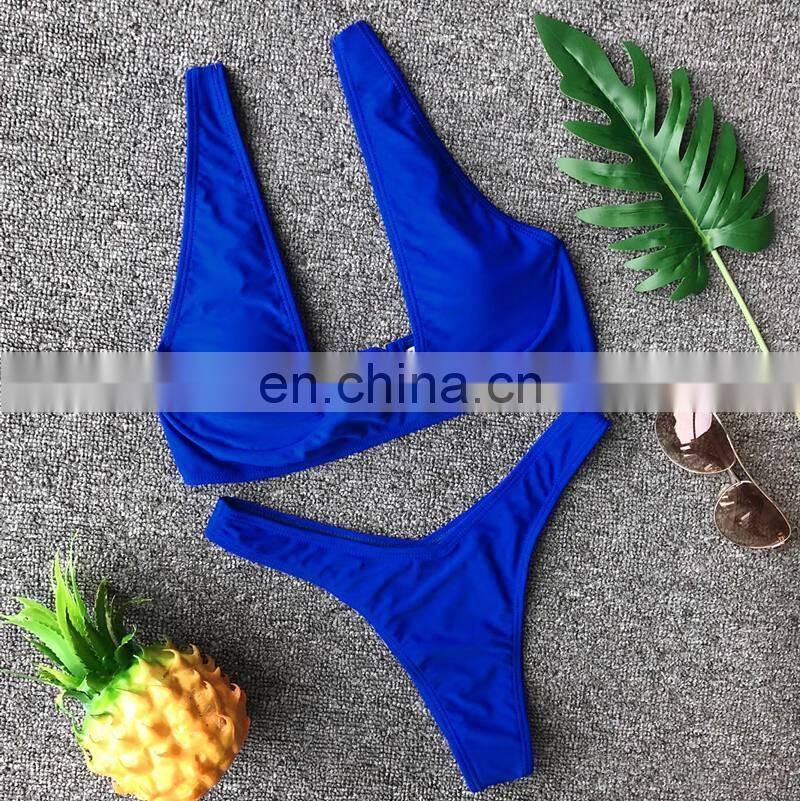 Underwire Push up Sexy Bikini Set Sexy Slim Brazilian Swimwear Female Bathing Suit Beachwear Solid Color