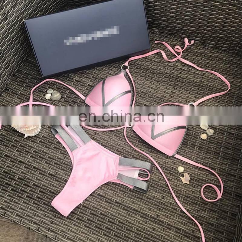 2019 New Bikinis Set Women Swimwear Push Up Pad Bikinis Bronzing Solid Swimsuit Strapless Women Beachwear Bathing Suits