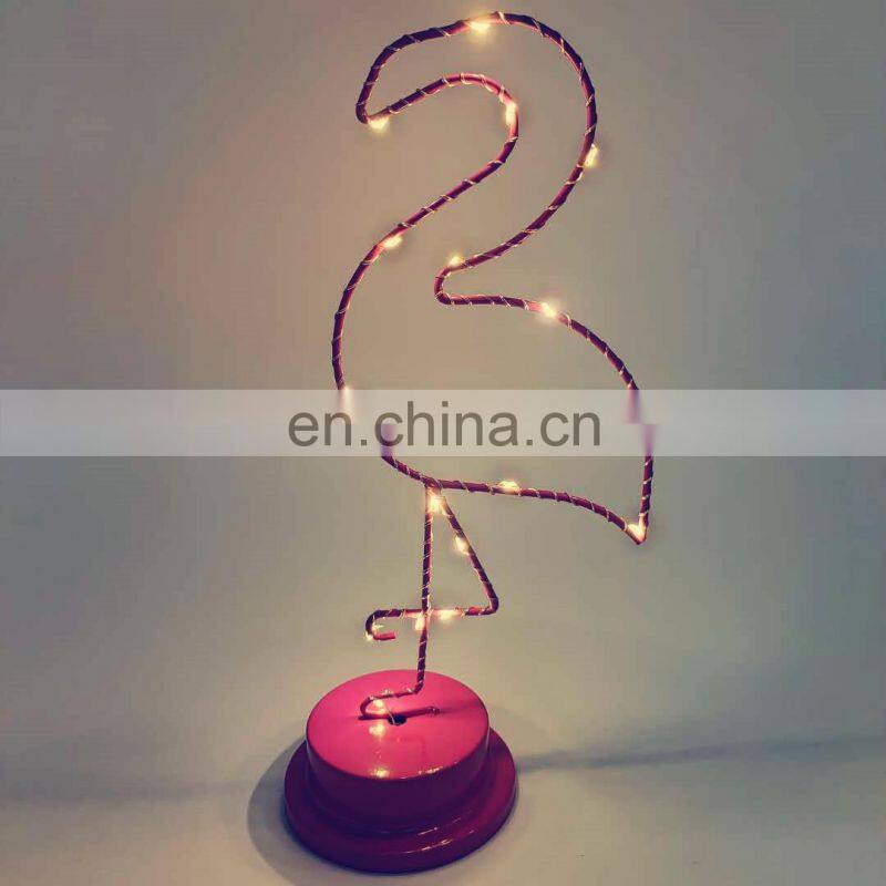 LED Metal Art Flamingo Shape Copper Wire Lights Decoration Lights