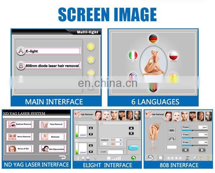 2020 most popular pigmentation removal skin tightening e-light 808nm nd yag laser multifunction machine