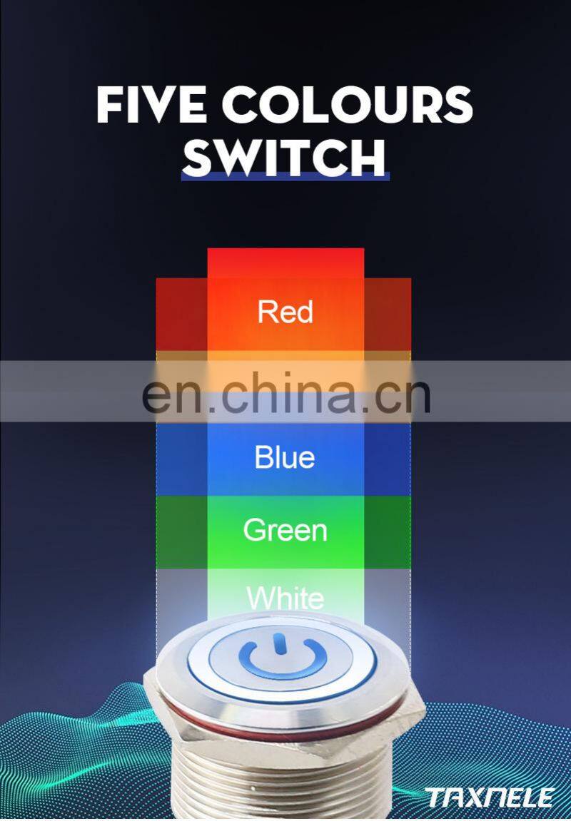 22mm Waterproof Metal Push Button Switch Momentary Latching LED Light Lamp Illumination 3-48V 100V 220V Car Auto Engine PC Start