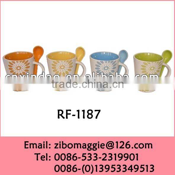 Hot Sale Zibo Made Beautiful Promotion Ceramic Tea Mug Spoon for Tableware