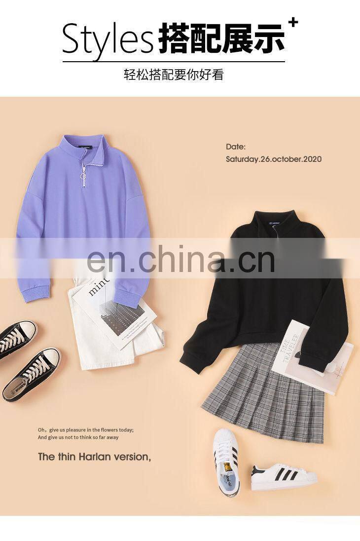 Clothing manufacturers custom-made women's spring and autumn new terry cloth half zipper casual sweater plus size pullover