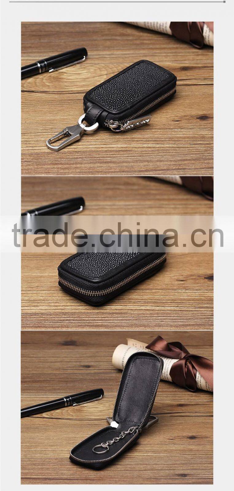 Guangzhou High Quality Luxury Genuine Stingray Skin Leather Car Key Case Key Holder for Men or Women