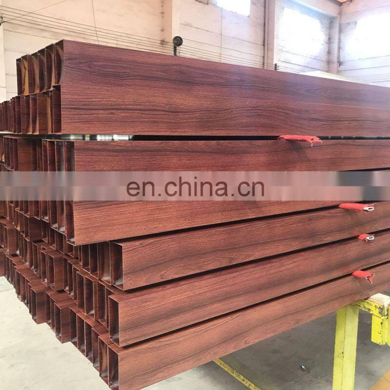 6063 T5 Standard Size CABERNET Wooden Grain Coating Aluminium Rectangular Tube Pipes