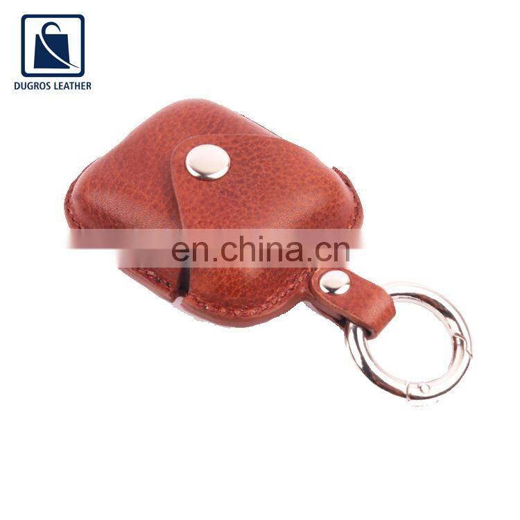 Unique Design Matching Stitching Polyester Lining Material Genuine Leather Airtag Key Chain at Factory Price