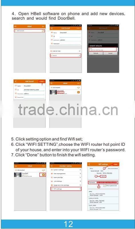 Winovatech smart bell hot sale smart home IP camera model H8 with android and ISO apps
