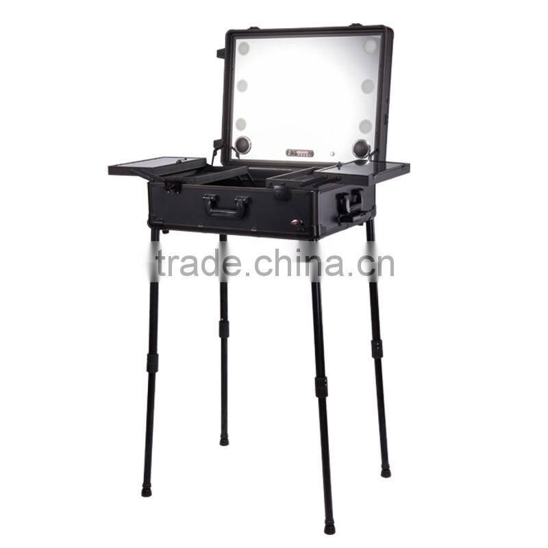 Salon professional Trolley Beauty case with lighted mirror/ MP3/FM