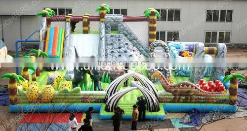 2016 new big island bouncer dinosaur park inflatable