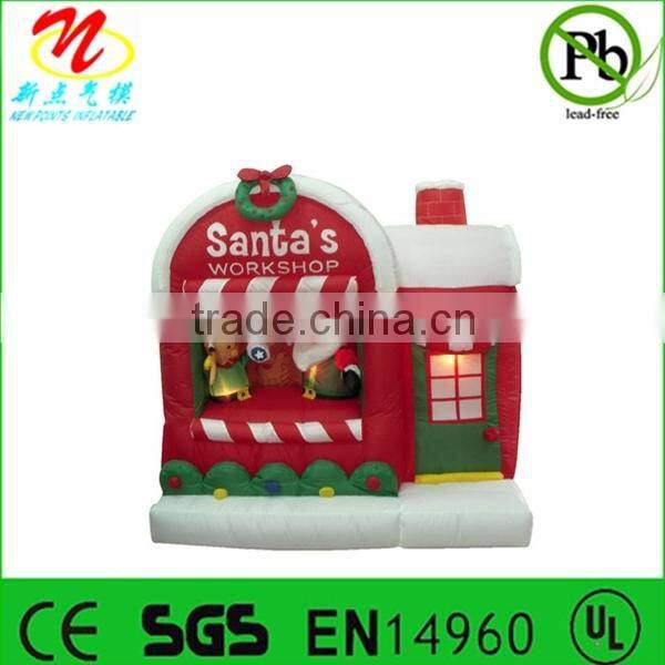 Gemmy Christmas decoration inflatable Santa's workshop with pets