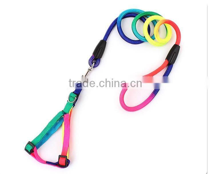 Wholesale pet supplies dog rope chain Colorful round harness leash