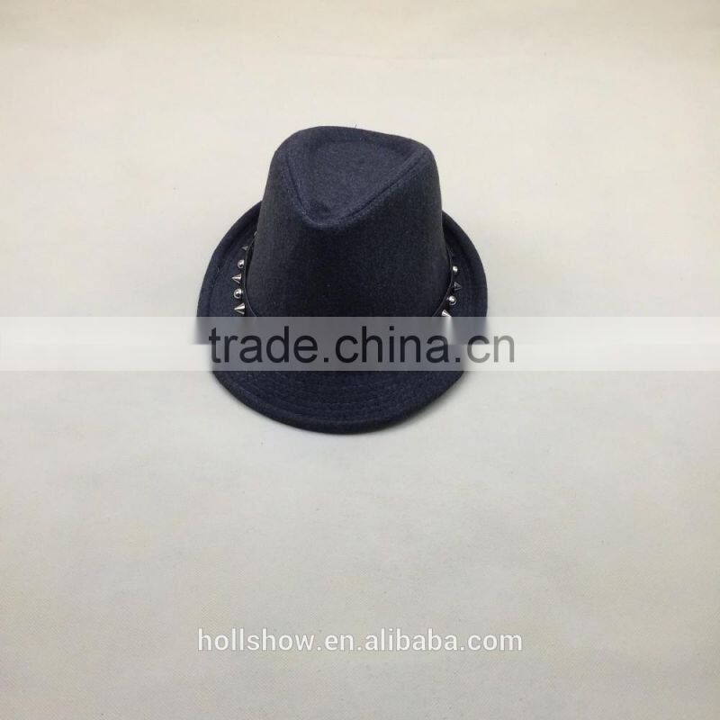 2016 Newest Fashion Classic Rivet Ribbon Red Wool Trilby Fedora Jaz Caps