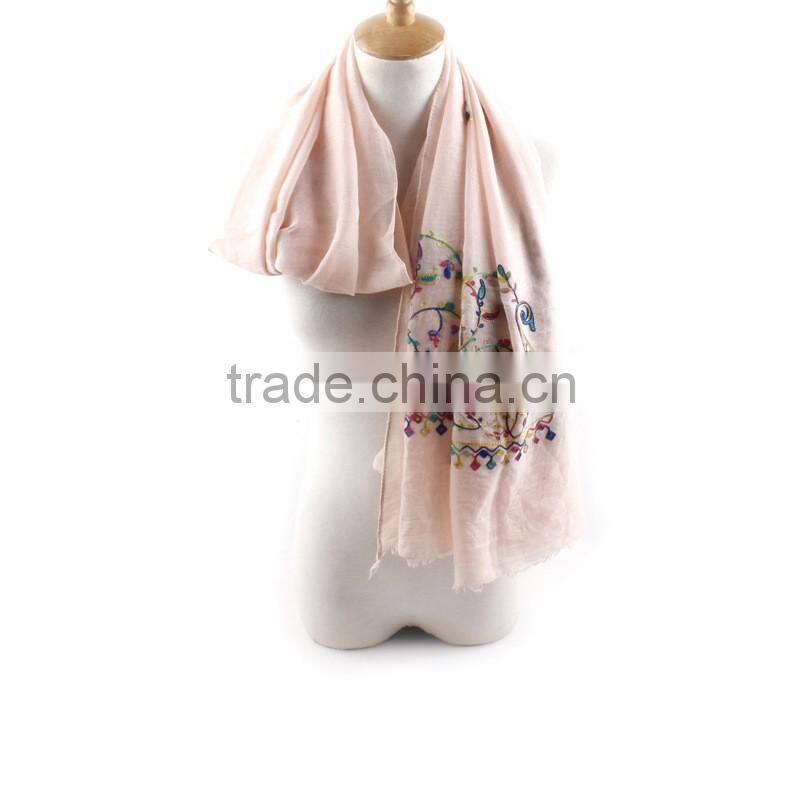 Retro Vintage Long Style Paisley Embroidery Cotton Hijab Ladies' Scarf