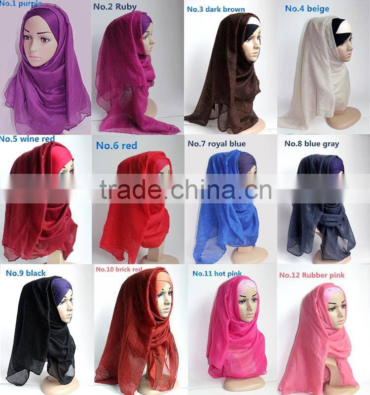 Autumn Fashion Cotton Voile Sequin Islamic Hijab Scarf