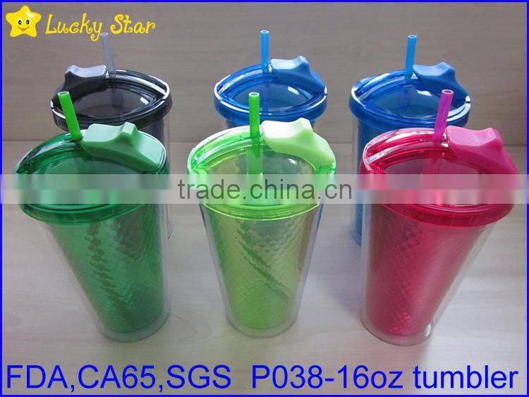 BPA free AS tumblers cups with slide lids and silicone straw FDA standard