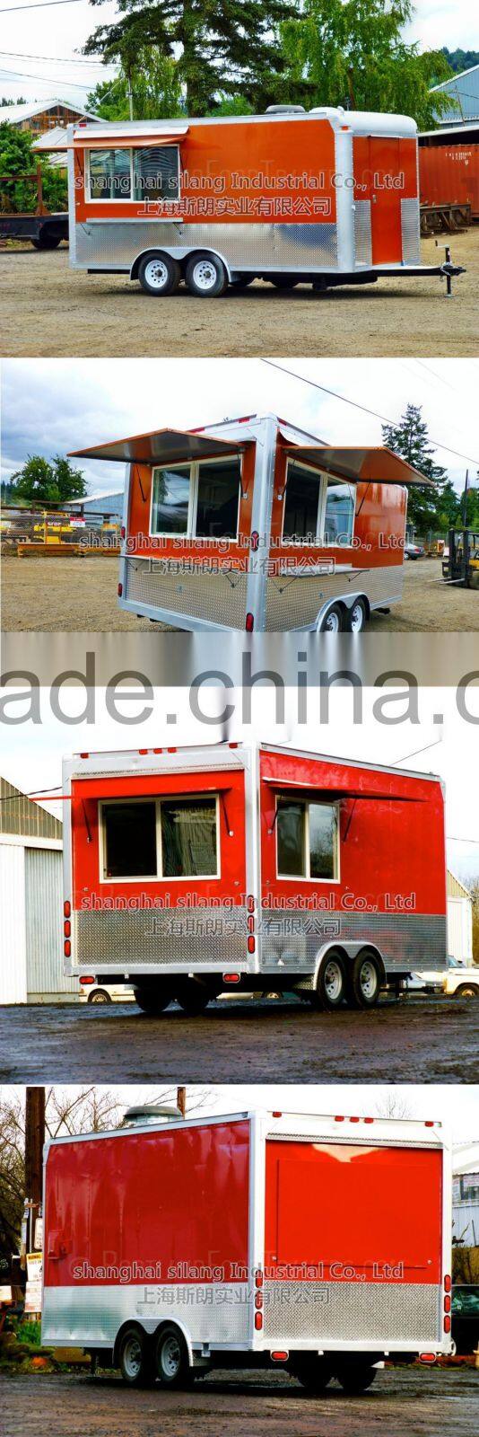 Orange biaxial traction diner food truck for sale mobile food truck mobile food trailer fast food mobile kitchen trailer for sal
