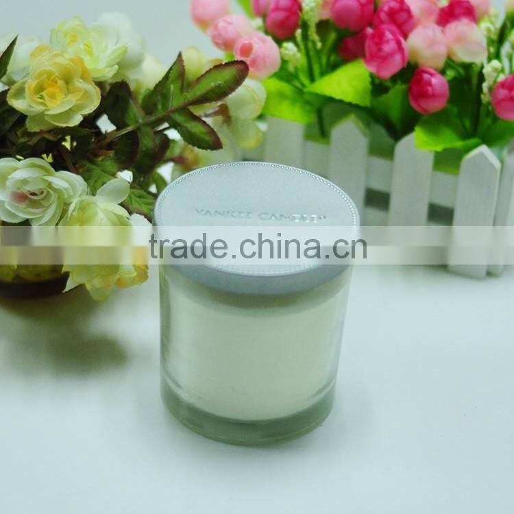 Clear candle glass jars/glass candle holder with metal lid for making candles